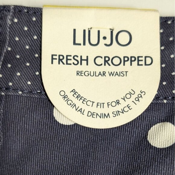 Liu Jo Pants Milano Cropped Polka Dot Whimsy Navy Blue/White Size 29 NWT - Picture 5 of 12